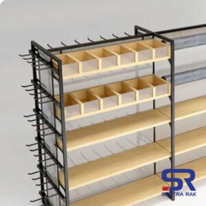 Wooden Shelf With 6 Box Acrylic Stopper & Divider